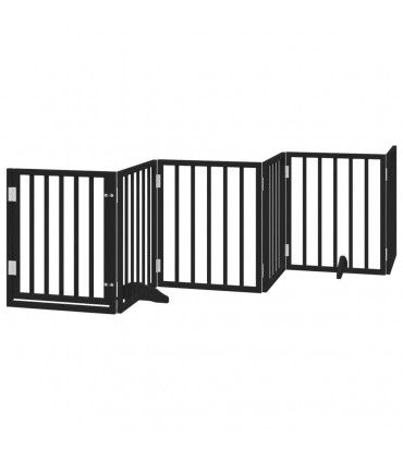 vidaXL Dog Gate with Door Foldable 12 Panels Black 600 cm Poplar Wood