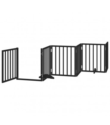 vidaXL Dog Gate with Door Foldable 15 Panels Black 750 cm Poplar Wood