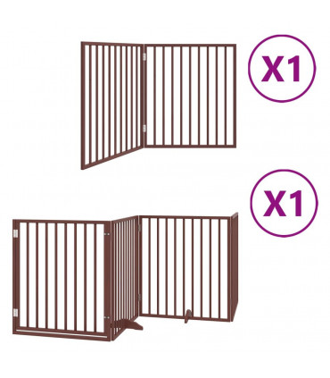 vidaXL Dog Gate with Door Foldable 6 Panels Brown 480 cm Poplar Wood