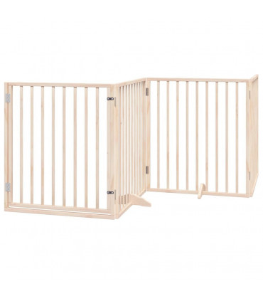 vidaXL Dog Gate with Door Foldable 6 Panels 480 cm Poplar Wood