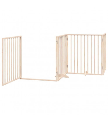 vidaXL Dog Gate with Door Foldable 6 Panels 480 cm Poplar Wood