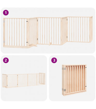 vidaXL Dog Gate with Door Foldable 6 Panels 480 cm Poplar Wood