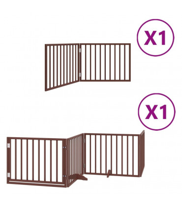 vidaXL Dog Gate with Door Foldable 6 Panels Brown 480 cm Poplar Wood