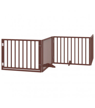 vidaXL Dog Gate with Door Foldable 6 Panels Brown 480 cm Poplar Wood