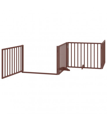 vidaXL Dog Gate with Door Foldable 6 Panels Brown 480 cm Poplar Wood