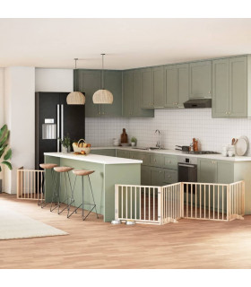 vidaXL Dog Gate with Door Foldable 12 Panels 960 cm Poplar Wood