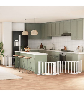 vidaXL Dog Gate with Door Foldable 12 Panels White 960 cm Poplar Wood