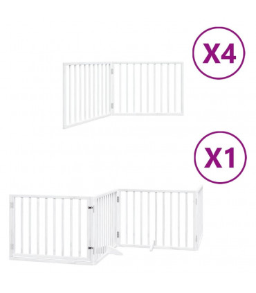 vidaXL Dog Gate with Door Foldable 12 Panels White 960 cm Poplar Wood