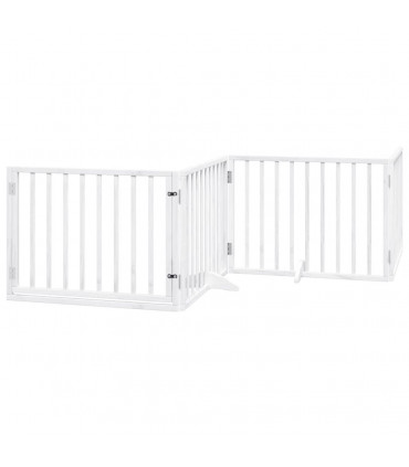 vidaXL Dog Gate with Door Foldable 12 Panels White 960 cm Poplar Wood