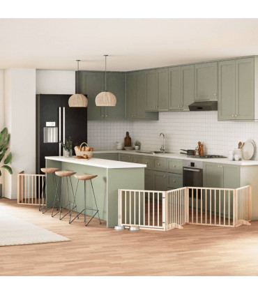 vidaXL Dog Gate with Door Foldable 6 Panels 480 cm Poplar Wood