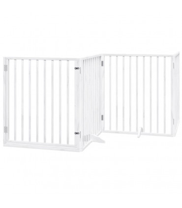 vidaXL Dog Gate with Door Foldable 12 Panels White 960 cm Poplar Wood