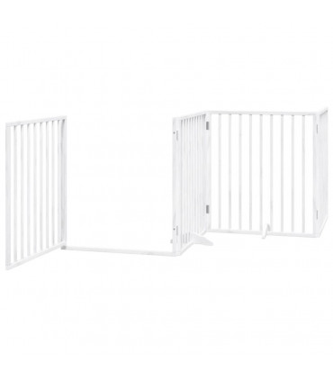 vidaXL Dog Gate with Door Foldable 12 Panels White 960 cm Poplar Wood