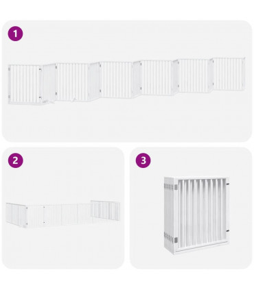 vidaXL Dog Gate with Door Foldable 12 Panels White 960 cm Poplar Wood