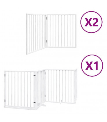 vidaXL Dog Gate with Door Foldable 8 Panels White 640 cm Poplar Wood