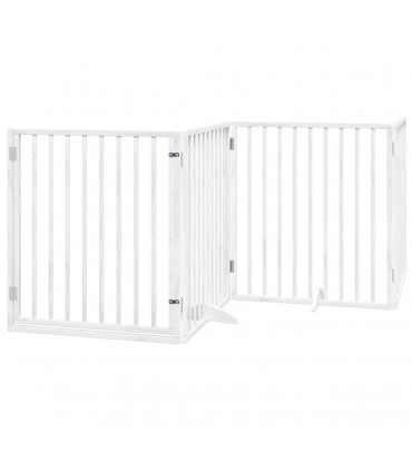 vidaXL Dog Gate with Door Foldable 8 Panels White 640 cm Poplar Wood