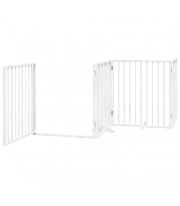 vidaXL Dog Gate with Door Foldable 8 Panels White 640 cm Poplar Wood