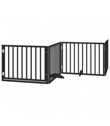 vidaXL Dog Gate with Door Foldable 12 Panels Black 960 cm Poplar Wood