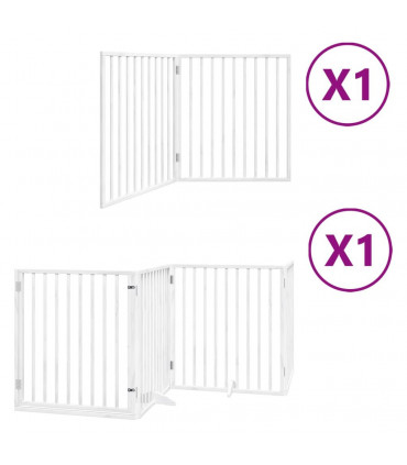 vidaXL Dog Gate with Door Foldable 6 Panels White 480 cm Poplar Wood