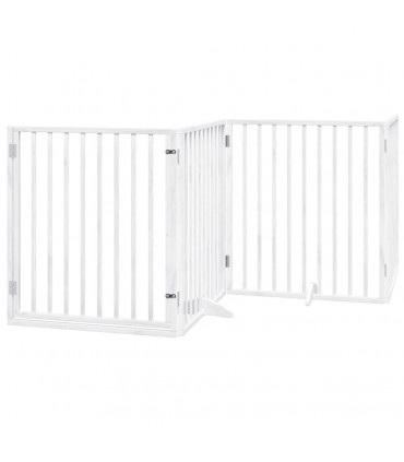 vidaXL Dog Gate with Door Foldable 6 Panels White 480 cm Poplar Wood