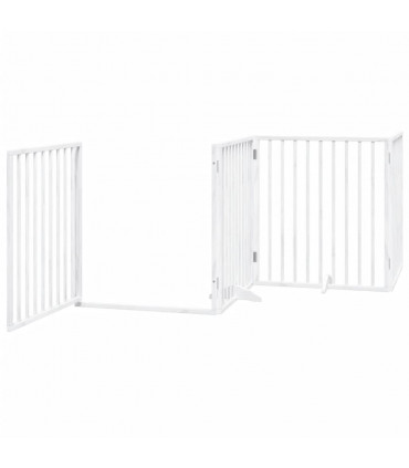 vidaXL Dog Gate with Door Foldable 6 Panels White 480 cm Poplar Wood