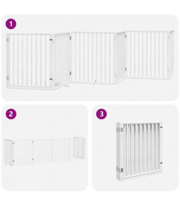 vidaXL Dog Gate with Door Foldable 6 Panels White 480 cm Poplar Wood