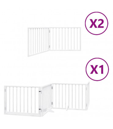 vidaXL Dog Gate with Door Foldable 8 Panels White 640 cm Poplar Wood