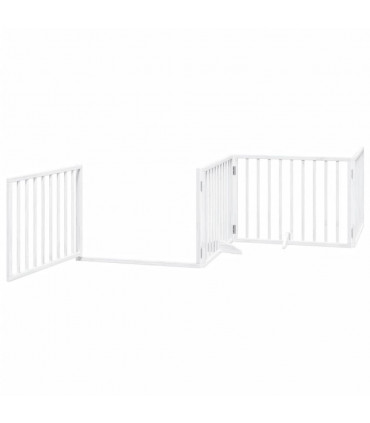 vidaXL Dog Gate with Door Foldable 8 Panels White 640 cm Poplar Wood