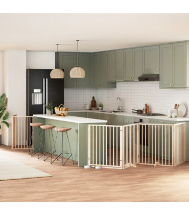 vidaXL Dog Gate with Door Foldable 12 Panels 960 cm Poplar Wood