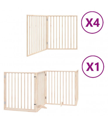 vidaXL Dog Gate with Door Foldable 12 Panels 960 cm Poplar Wood