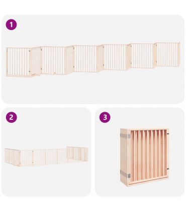 vidaXL Dog Gate with Door Foldable 12 Panels 960 cm Poplar Wood