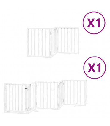 vidaXL Dog Gate with Door Foldable 9 Panels White 450 cm Poplar Wood