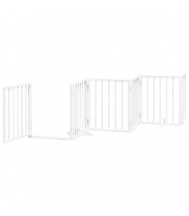 vidaXL Dog Gate with Door Foldable 9 Panels White 450 cm Poplar Wood