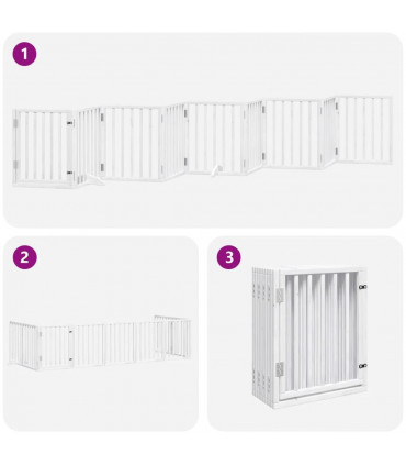 vidaXL Dog Gate with Door Foldable 9 Panels White 450 cm Poplar Wood