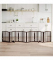 vidaXL Dog Gate with Door Foldable 6 Panels Brown Oak 300 cm Poplar Wood