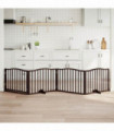 vidaXL Dog Gate with Door Foldable 4 Panels Brown Oak 320 cm Poplar Wood