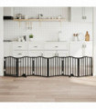 vidaXL Dog Gate with Door Foldable 6 Panels Black 300 cm Poplar Wood