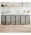 vidaXL Dog Gate with Door Foldable 6 Panels Black 300 cm Poplar Wood