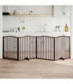 vidaXL Dog Gate with Door Foldable 4 Panels Brown Oak 320 cm Poplar Wood