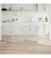 vidaXL Dog Gate with Door Foldable 4 Panels White 320 cm Poplar Wood