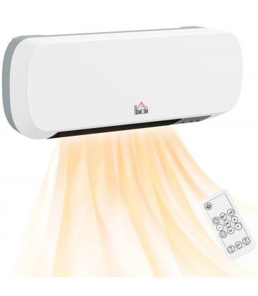 HOMCOM Wall Mounted Electric Heater with Timer Overheat Protection White