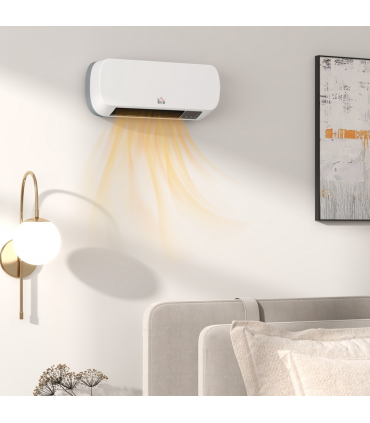 HOMCOM Wall Mounted Electric Heater with Timer Overheat Protection White