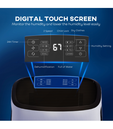 HOMCOM 16L/Day Dehumidifier for Home Damp, Mould, Laundry Drying, White