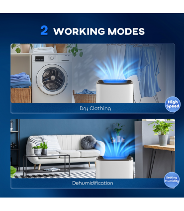 HOMCOM 16L/Day Dehumidifier for Home Damp, Mould, Laundry Drying, White