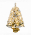HOMCOM 3ft Artificial Christmas Tree with LED Light, Concrete Base