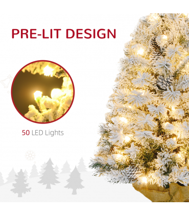 HOMCOM 3ft Artificial Christmas Tree with LED Light, Concrete Base