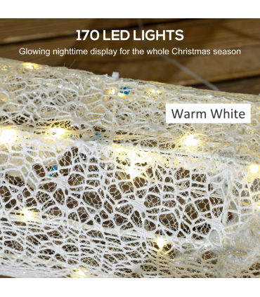 Outsunny Light Up Reindeer & Sleigh Christmas Decoration w/ 170 LED Lights