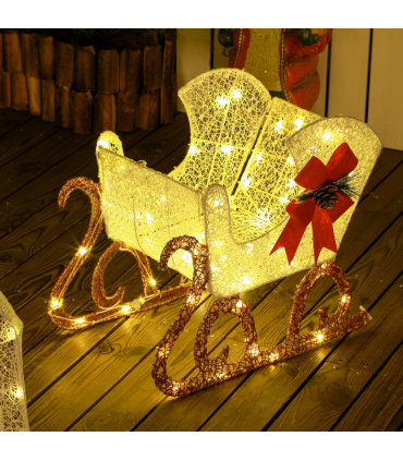 Outsunny Light Up Reindeer & Sleigh Christmas Decoration w/ 170 LED Lights