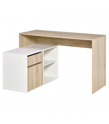 L-Shaped Corner Computer Desk  Oak and White