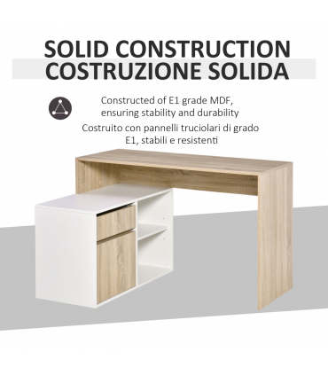 L-Shaped Corner Computer Desk  Oak and White