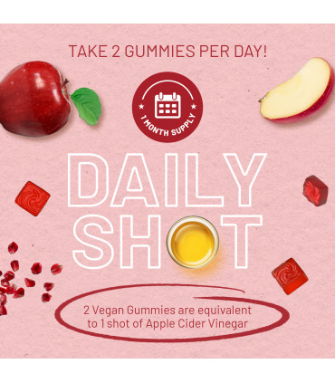 Vegan Apple Cider Vinegar Gummies | Apple Flavour | High Strength 1000mg with Vitamin C, Chromium and Pomegranate